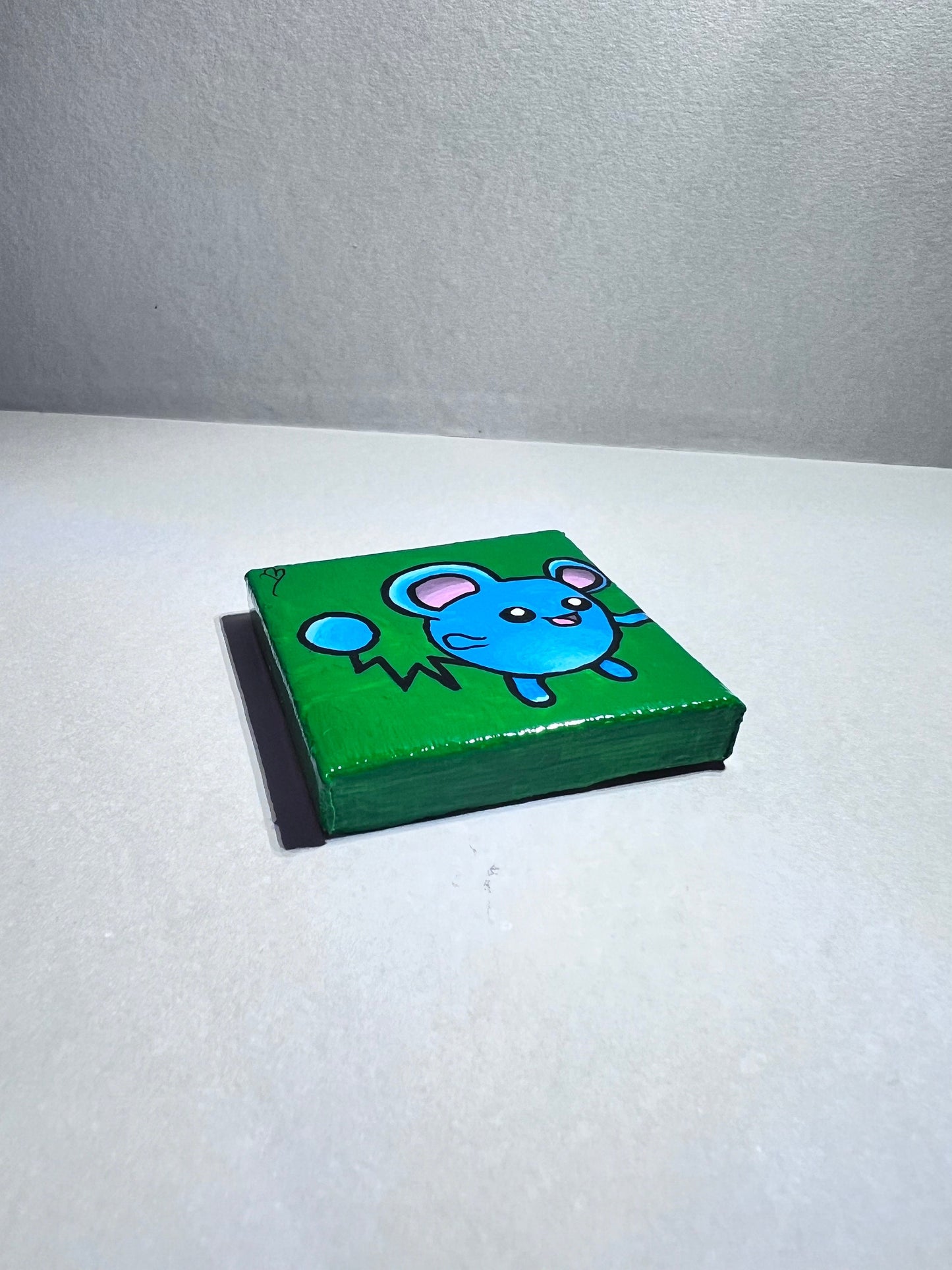 Mini Marill Gift Painting | Small freshmen dorm decor | Handmade Graduation Present | Unique mouse wall art | Back to school supplies |
