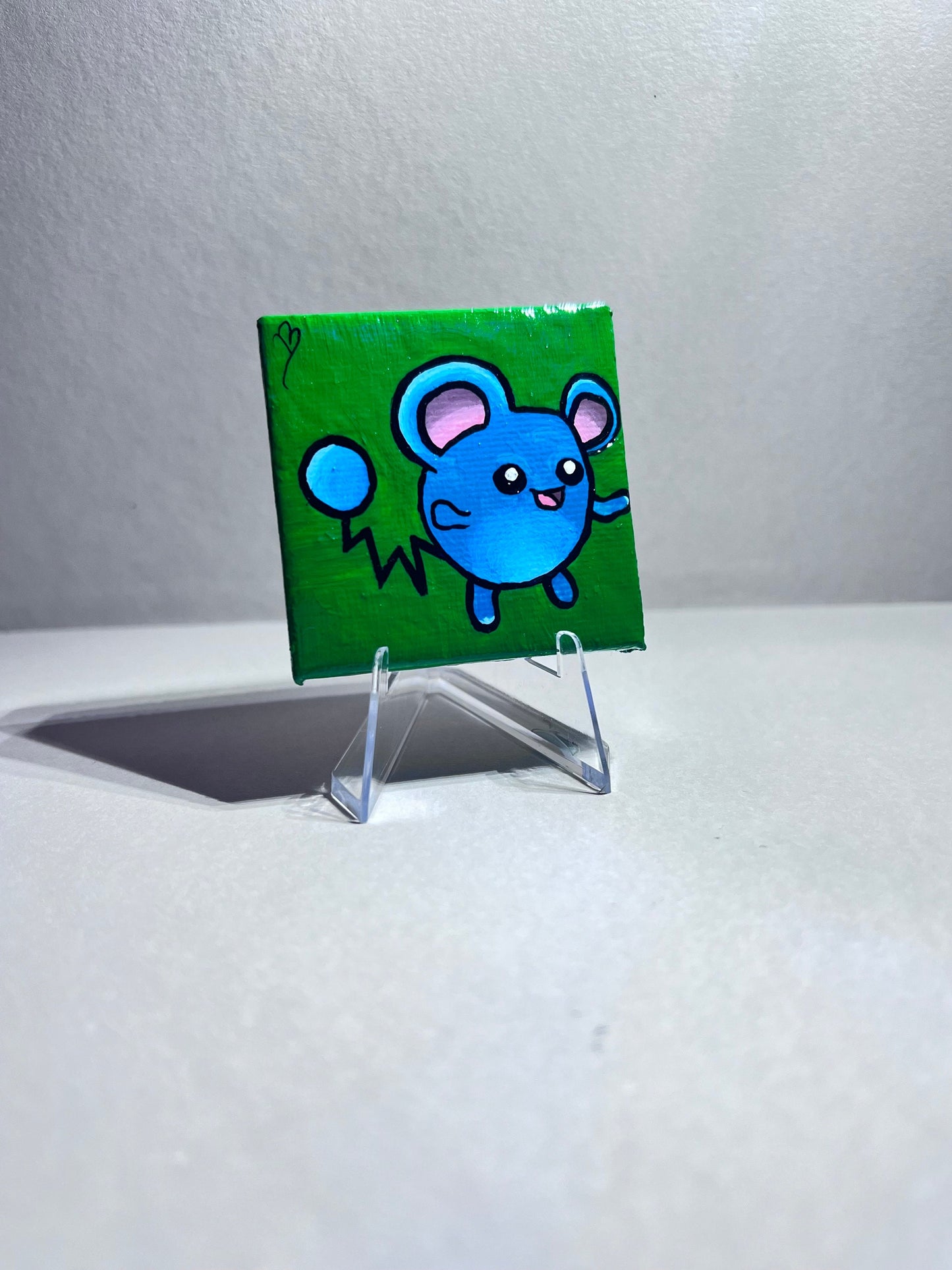 Mini Marill Gift Painting | Small freshmen dorm decor | Handmade Graduation Present | Unique mouse wall art | Back to school supplies |