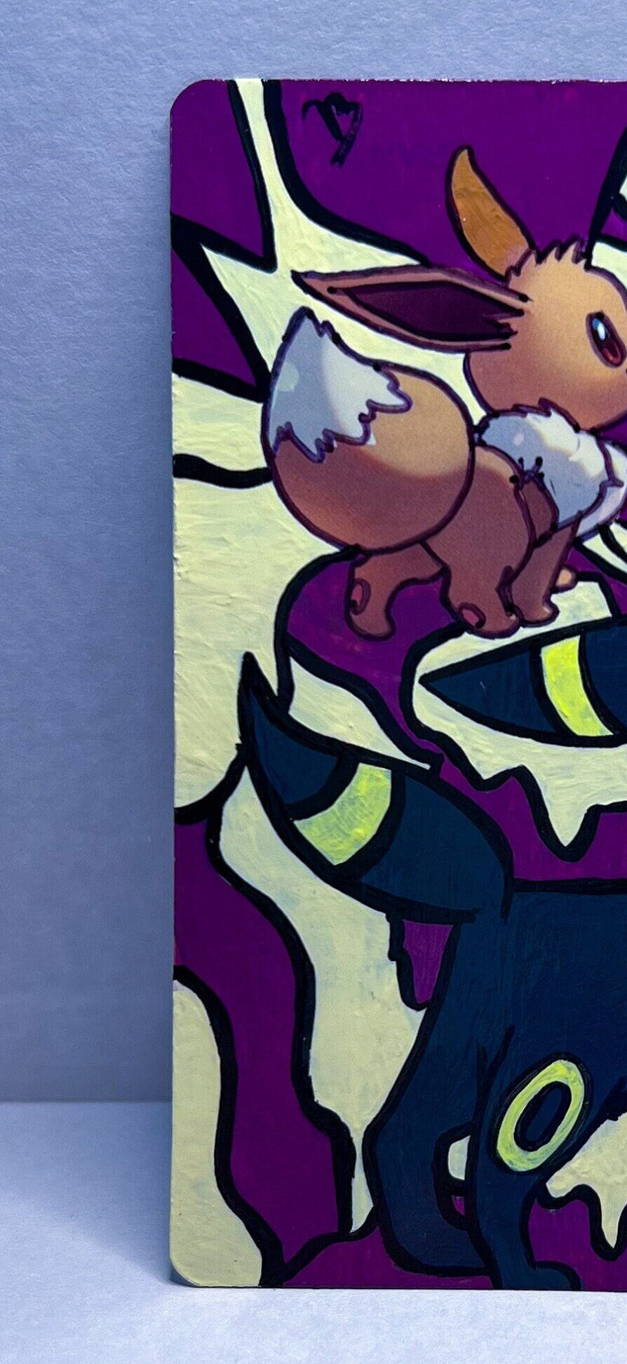 Eevee Hand Painted Pokémon Card | Unique Gift for all ages | Cool Wall Art | Dorm Room Desk Decor | Cute Cat Art |