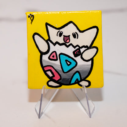 Togepi Mini Painting | Hand-Painted Pokémon Inspired Original Artwork on 2x2 Canvas