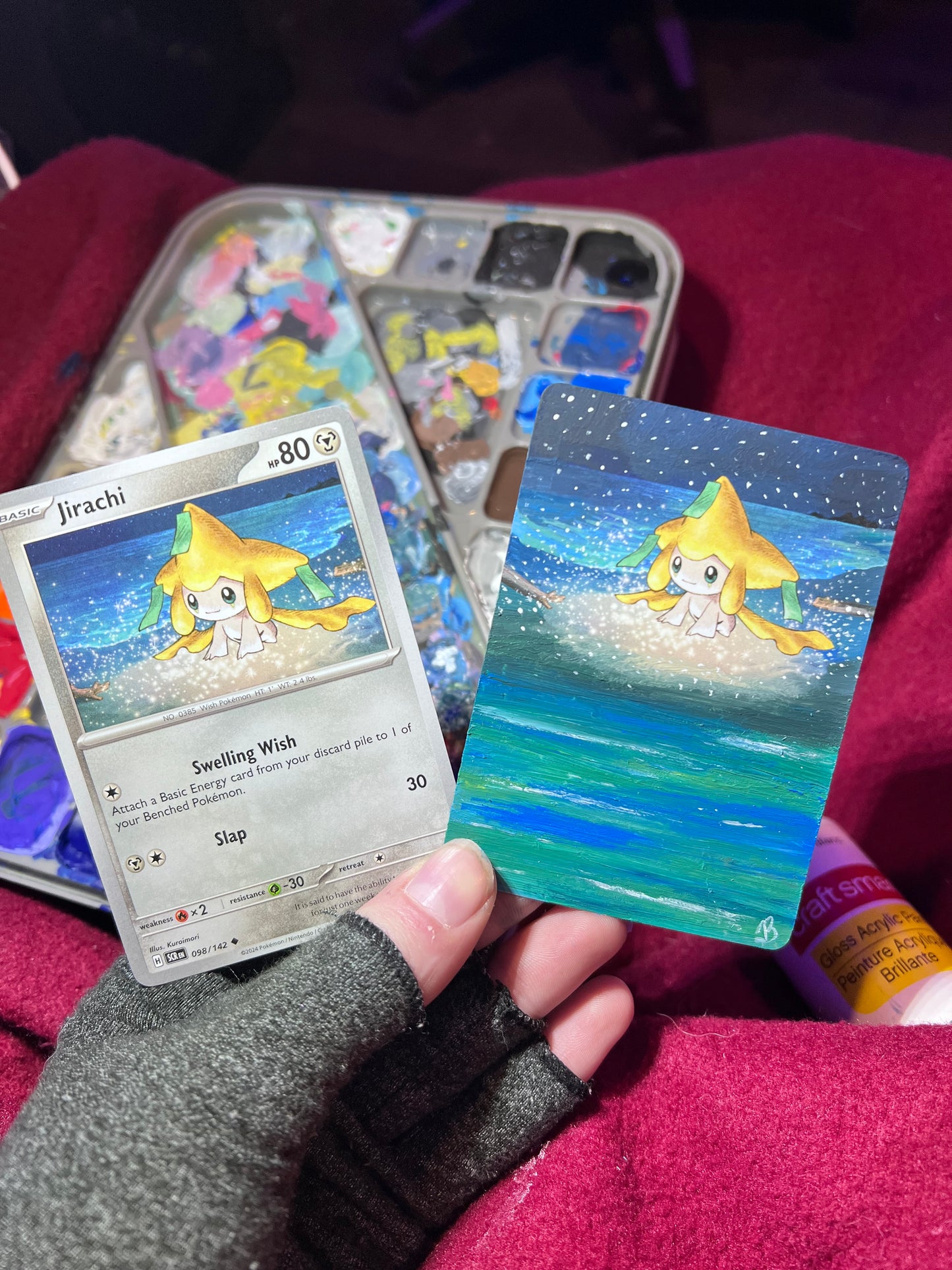jirachi card sleeves Jirachi Painted Pokémon Card | Handmade Art | Gifts for Gamers | Unique Present