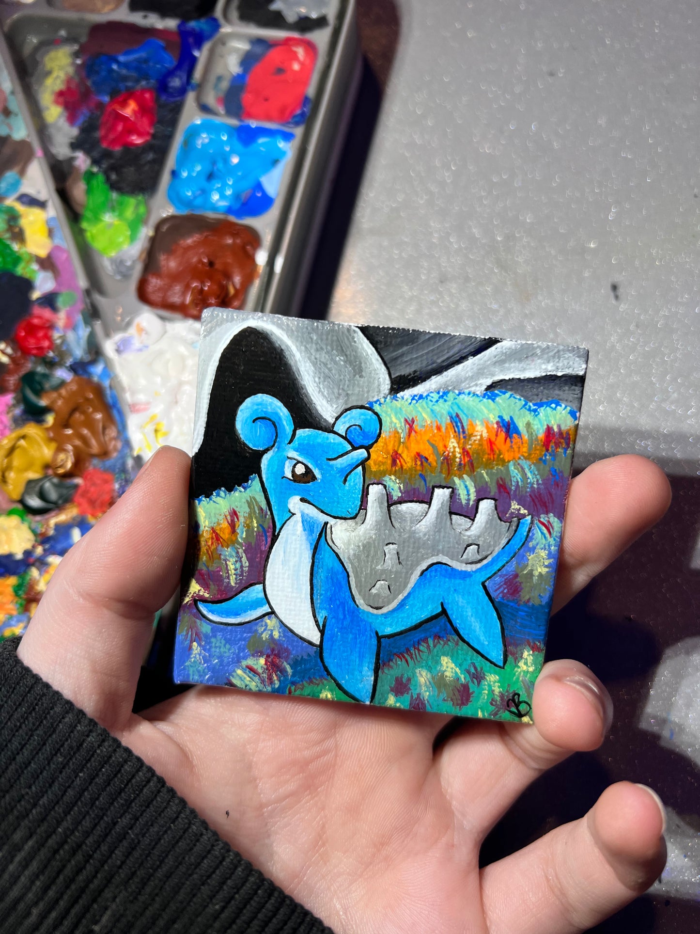Lapras Mini Painting | Decorative Wall Art | Cute Desk Decor | Gifts for Gamers