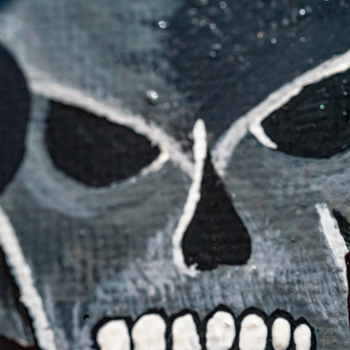 Tiny Skull With Headphones Painting | Gothic Miniature Artwork