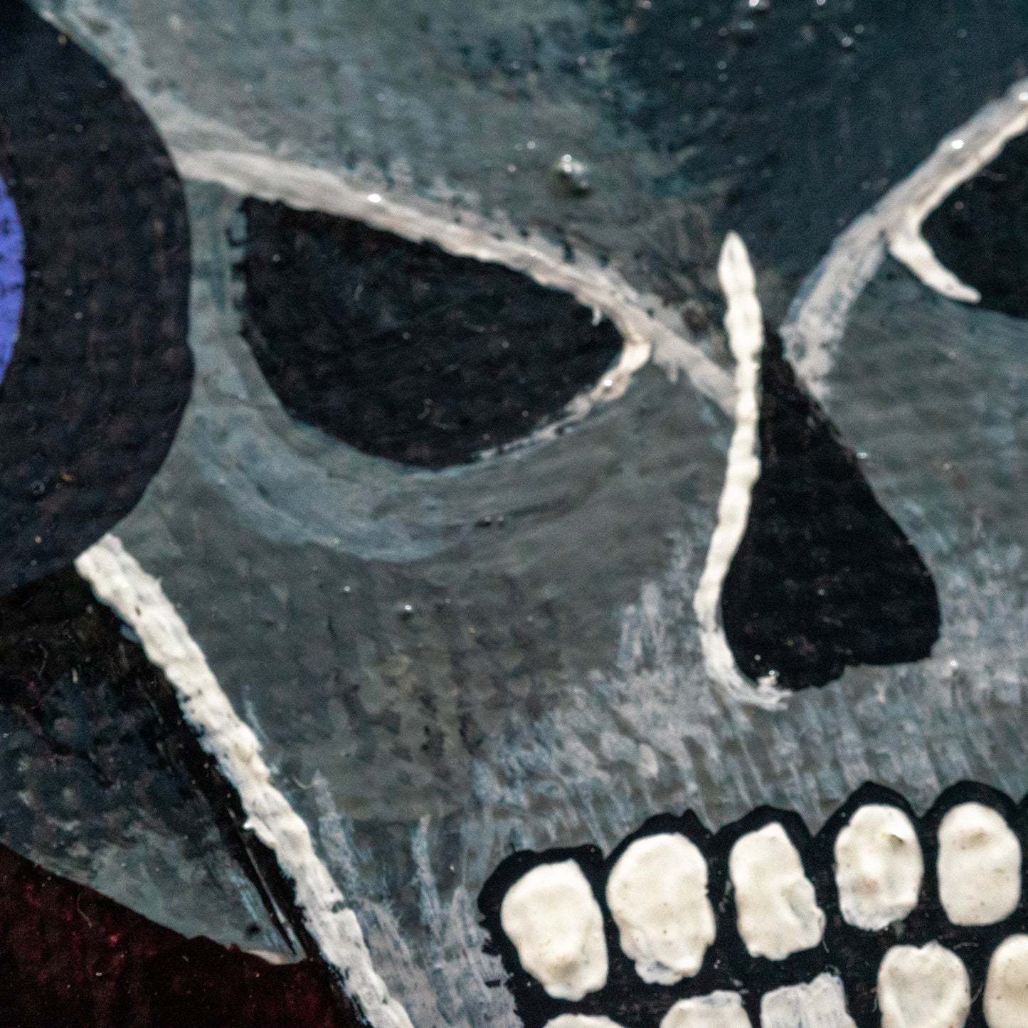 Tiny Skull With Headphones Painting | Gothic Miniature Artwork