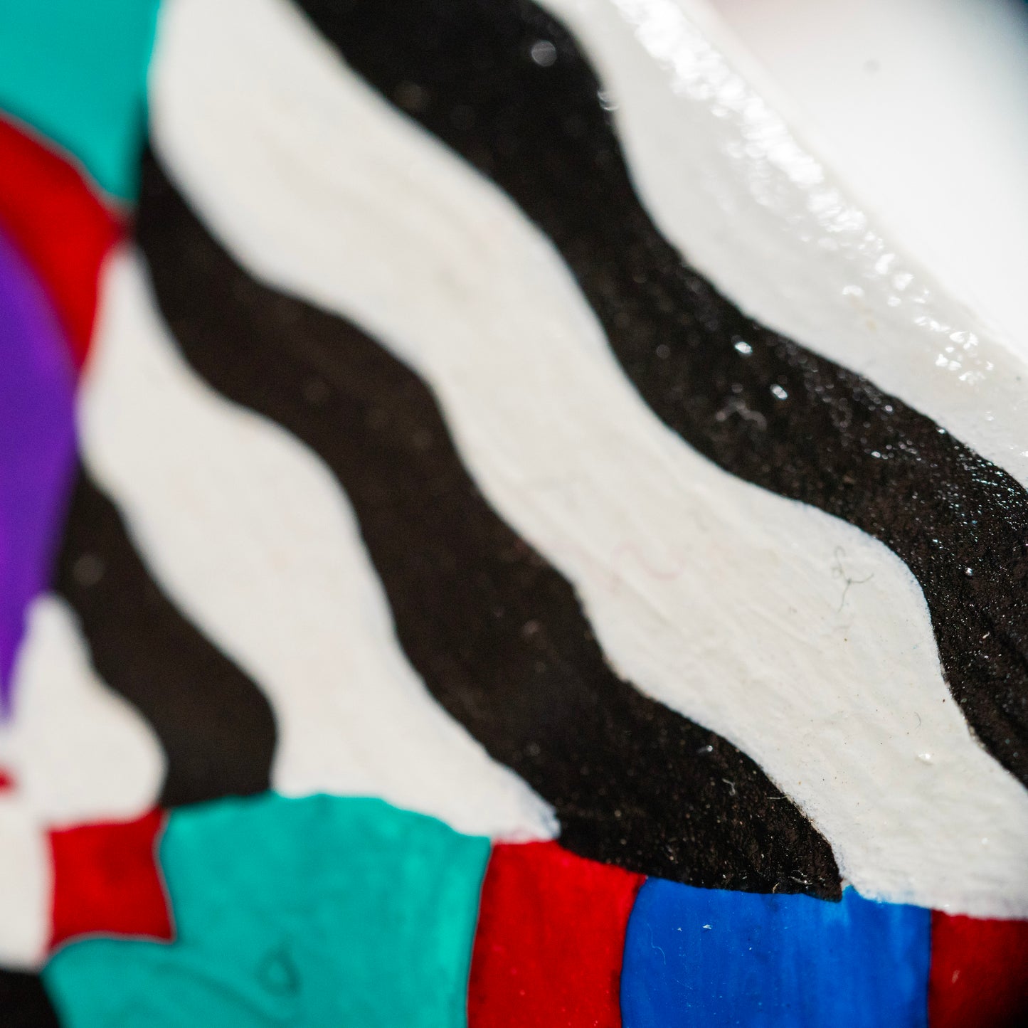 Psychedelic Zebra Pattern Mini Painting – Original Abstract Line Art Canvas – Colorful Tiny Artwork
