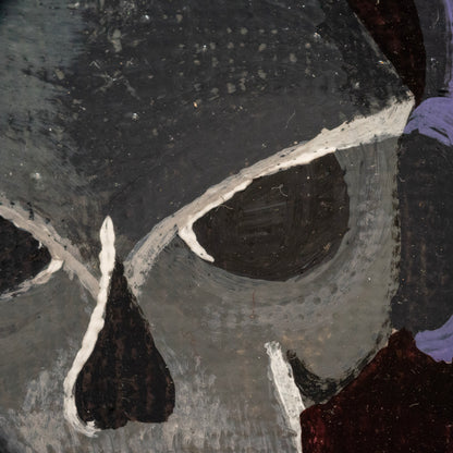 Tiny Skull With Headphones Painting | Gothic Miniature Artwork