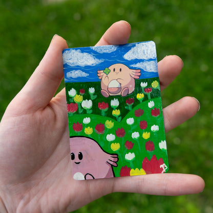 Chansey Flower Field Hand-Painted Pokémon Trading Card Artwork