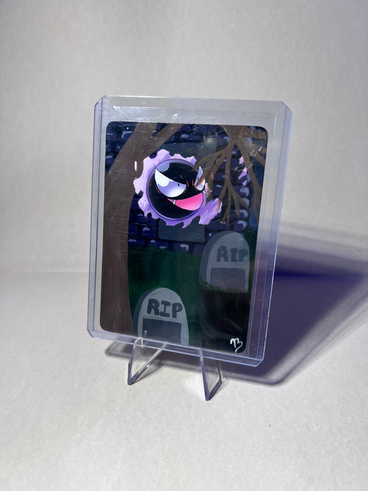 Gastly Custom Pokémon Card | Hand painted Collectible Gift | Halloween Decor Ideas | Game Room Wall Decor