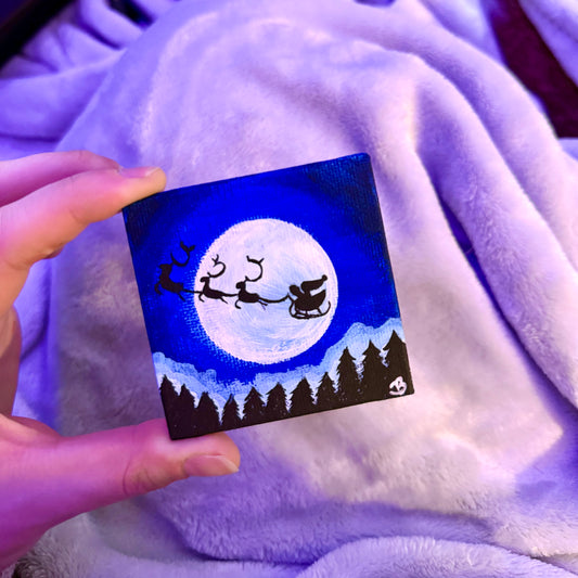 Santa’s Night - Original Mini Holiday/Christmas Painting