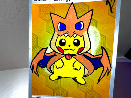 Charizard Poncho Pikachu Painted Character Card | Cool Kid’s Birthday Gift | Dorm room wall decor | Game room ideas - IszyBeeArts