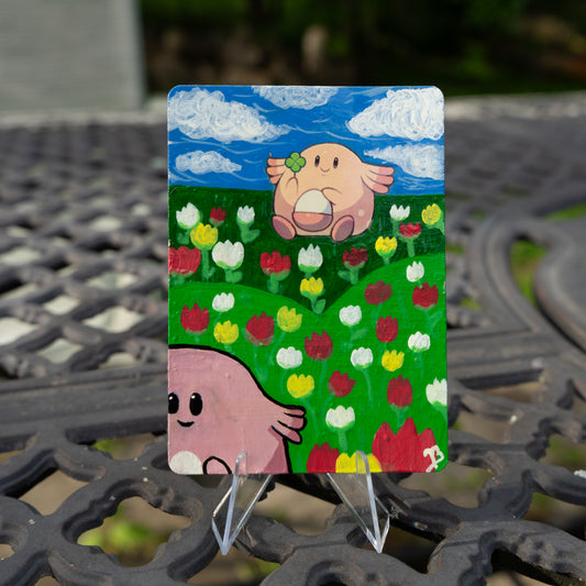Chansey Flower Field Card | Hand-Painted Pokémon Inspired Collectible Artwork