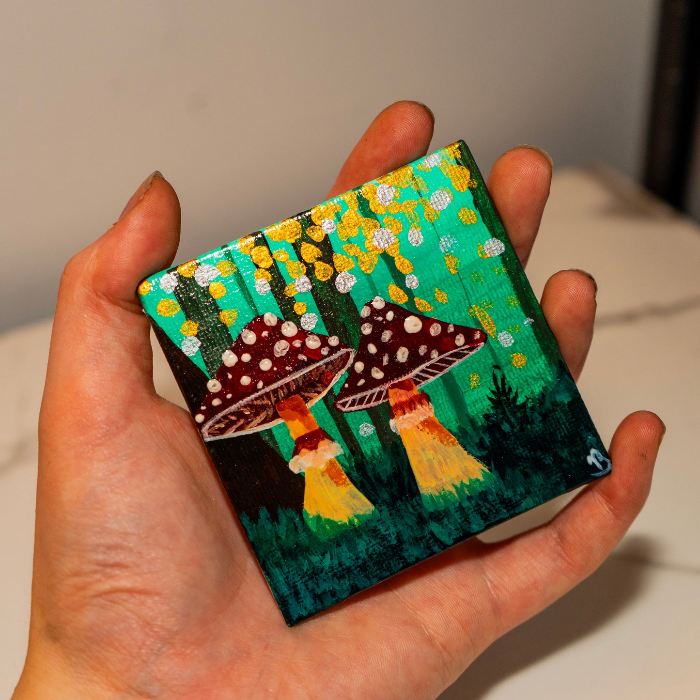 Tiny Enchanted Mushroom Painting | Original Collectible Fantasy Art