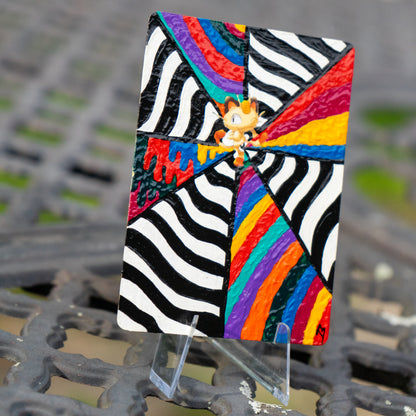 Textured Psychedelic Meowth Trading Card | Hand-Painted Pokémon Fan Art Collectible