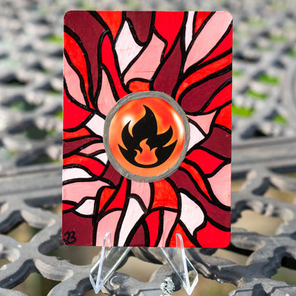 pokemon card stained glass Unique Custom Hand Painted Pokemon Energy Cards
