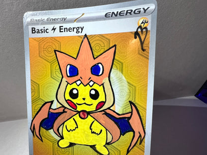 Charizard Poncho Pikachu Painted Character Card | Cool Kid’s Birthday Gift | Dorm room wall decor | Game room ideas - IszyBeeArts