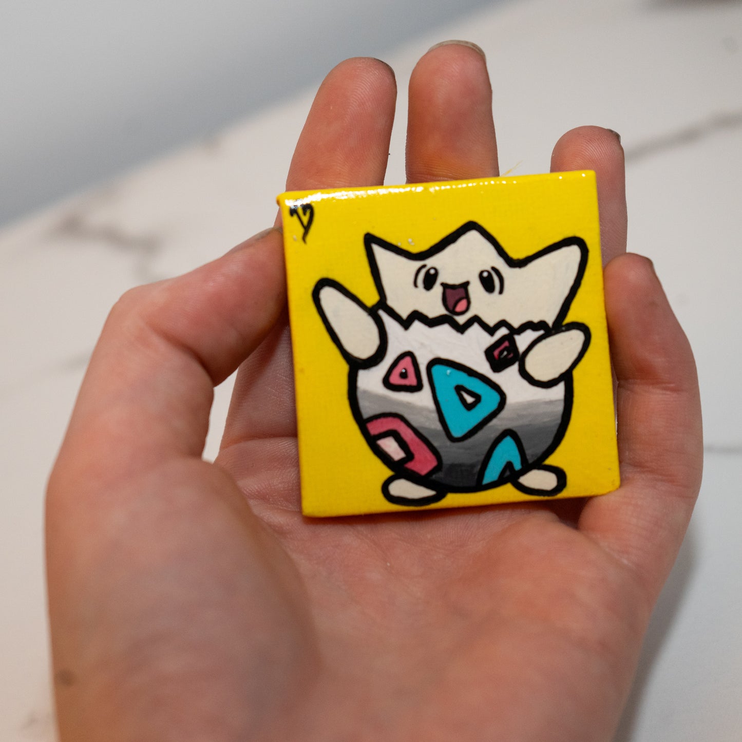 Togepi Mini Painting | Hand-Painted Pokémon Inspired Original Artwork on 2x2 Canvas
