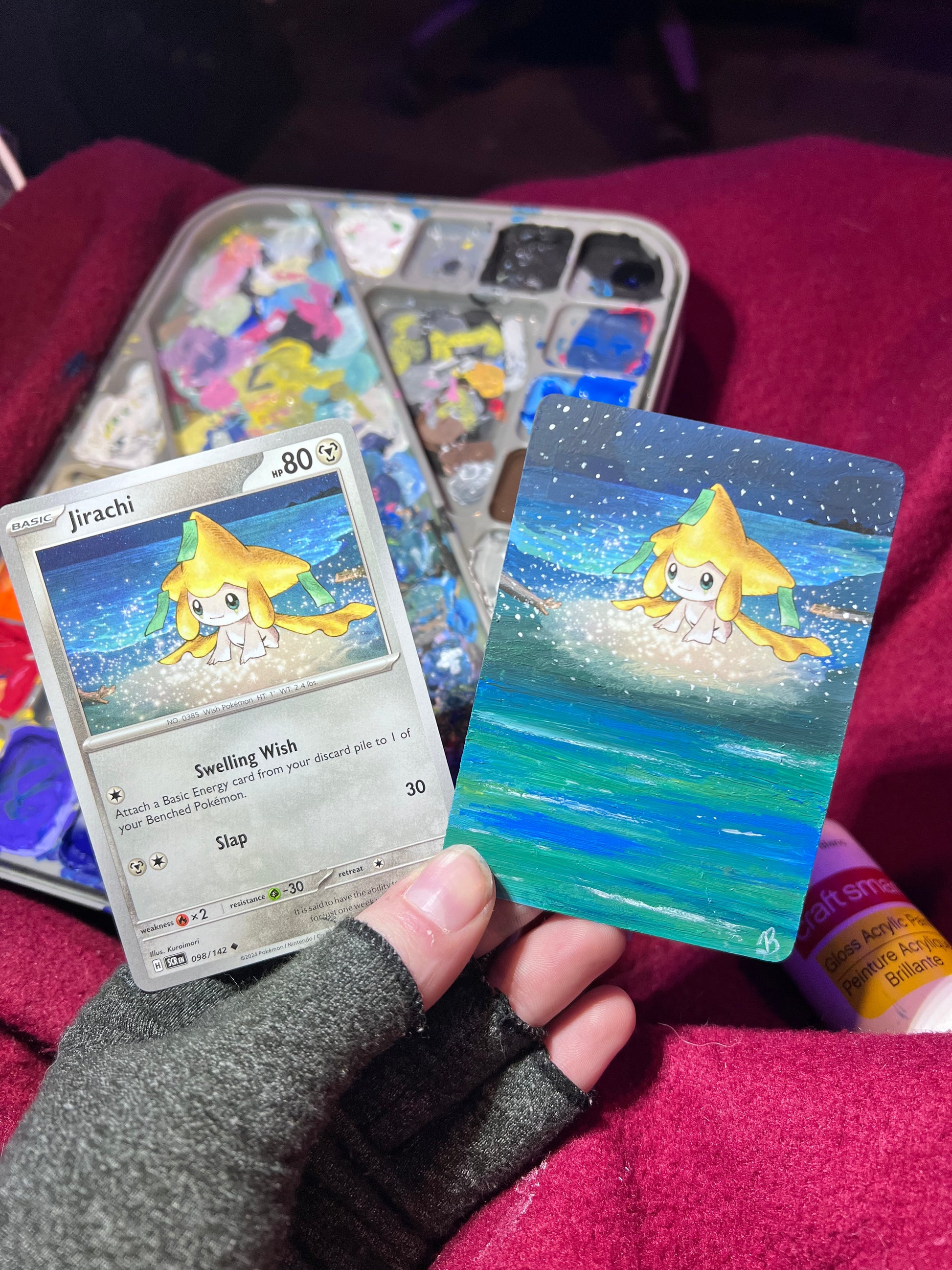 Jirachi Painted Pokmon Card | Handmade Art | Gifts for Gamers | Unique Present - IszyBeeArts Jirachi Painted Pokmon Card | Handmade Art | Gifts for Gamers | Unique Present - IszyBeeArts