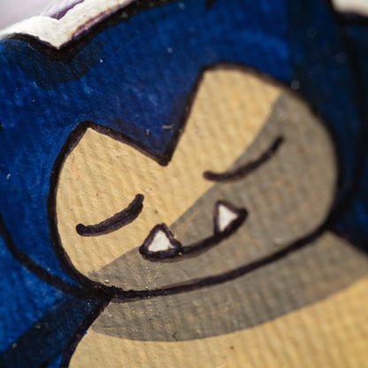 Snorlax Mini Painting – Pokémon Fan Art – Cute Sleeping Monster Original Canvas Painting