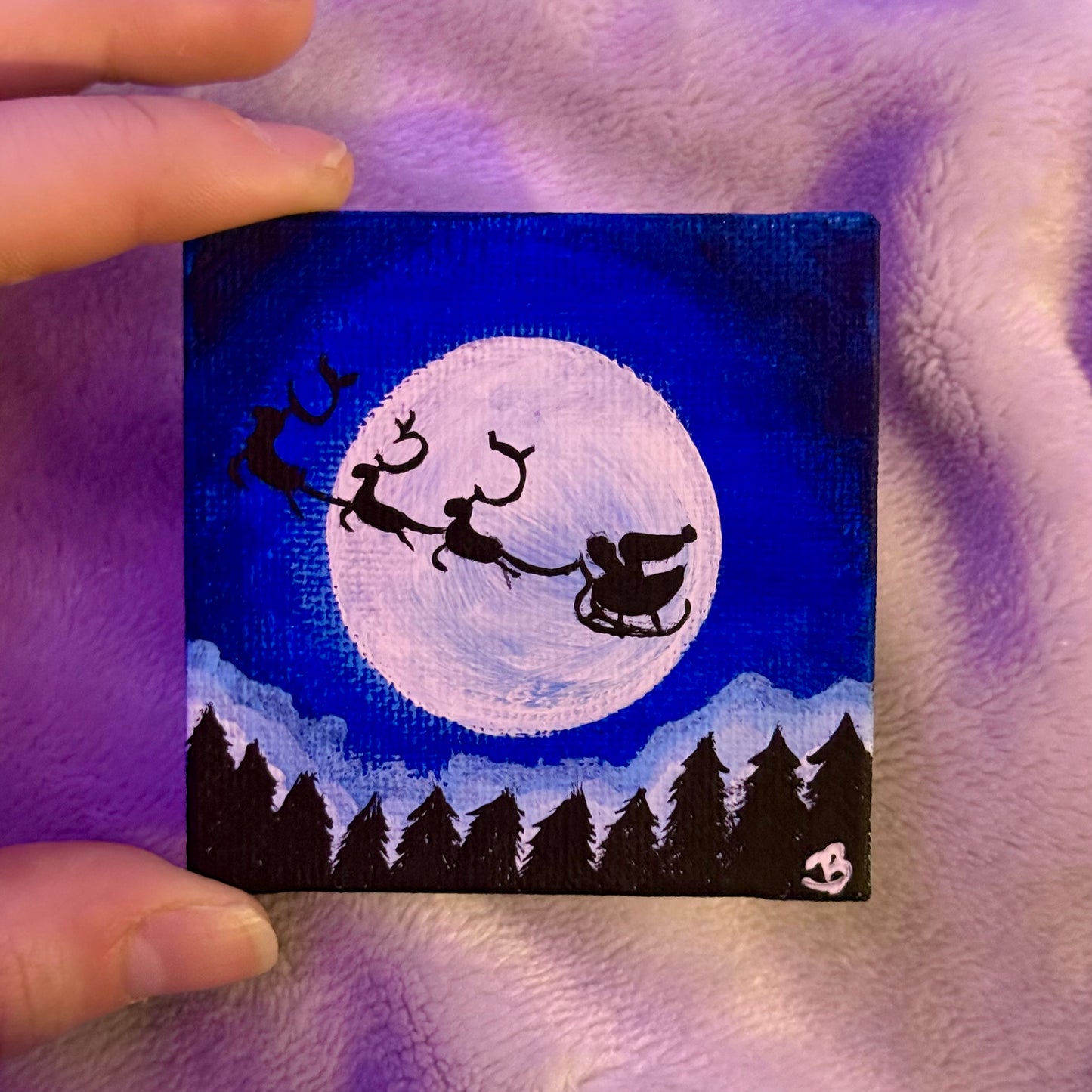 Santa’s Night - Original Mini Holiday/Christmas Painting