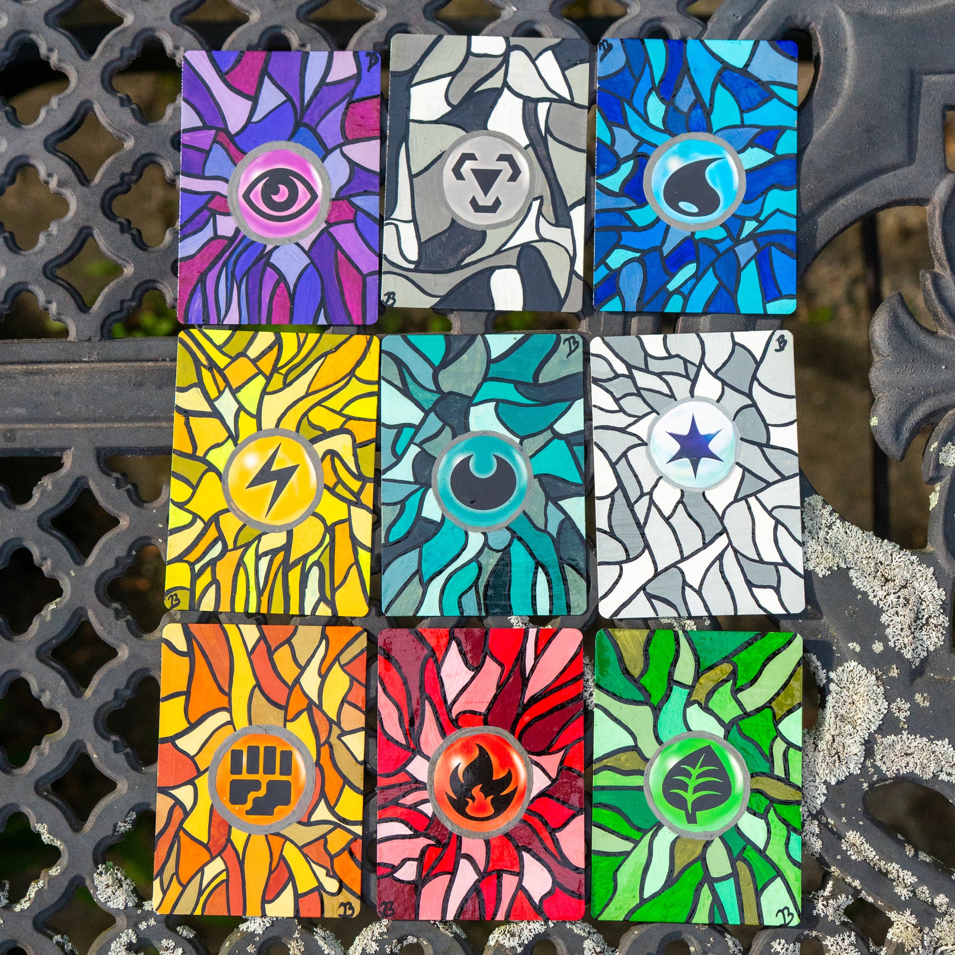 stained glass full art pokemon card Unique Custom Hand Painted Pokemon Energy Cards