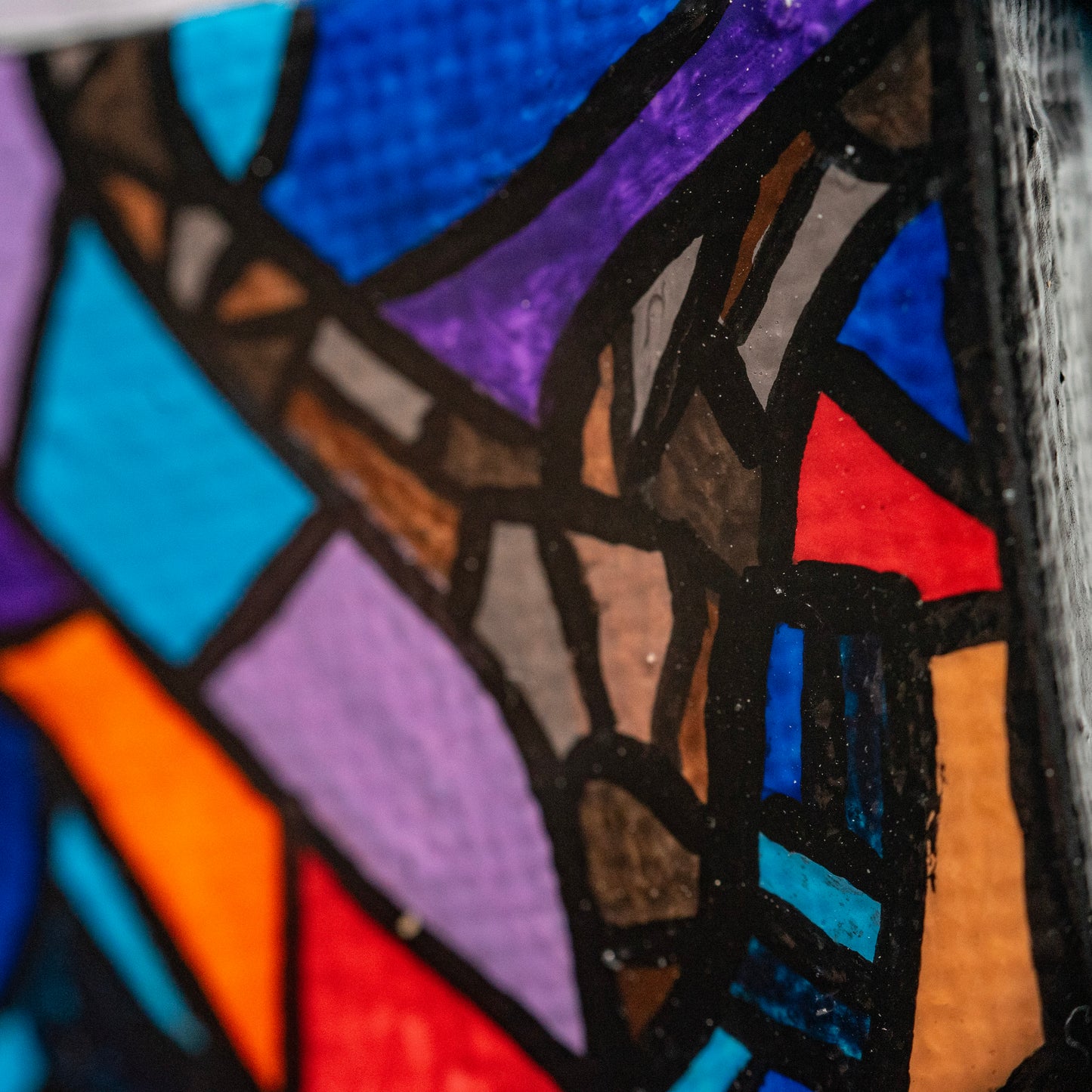Blue Bird Stained Glass Style Mini Painting – Colorful Mosaic Bird Art – Original Tiny Canvas Nature Decor