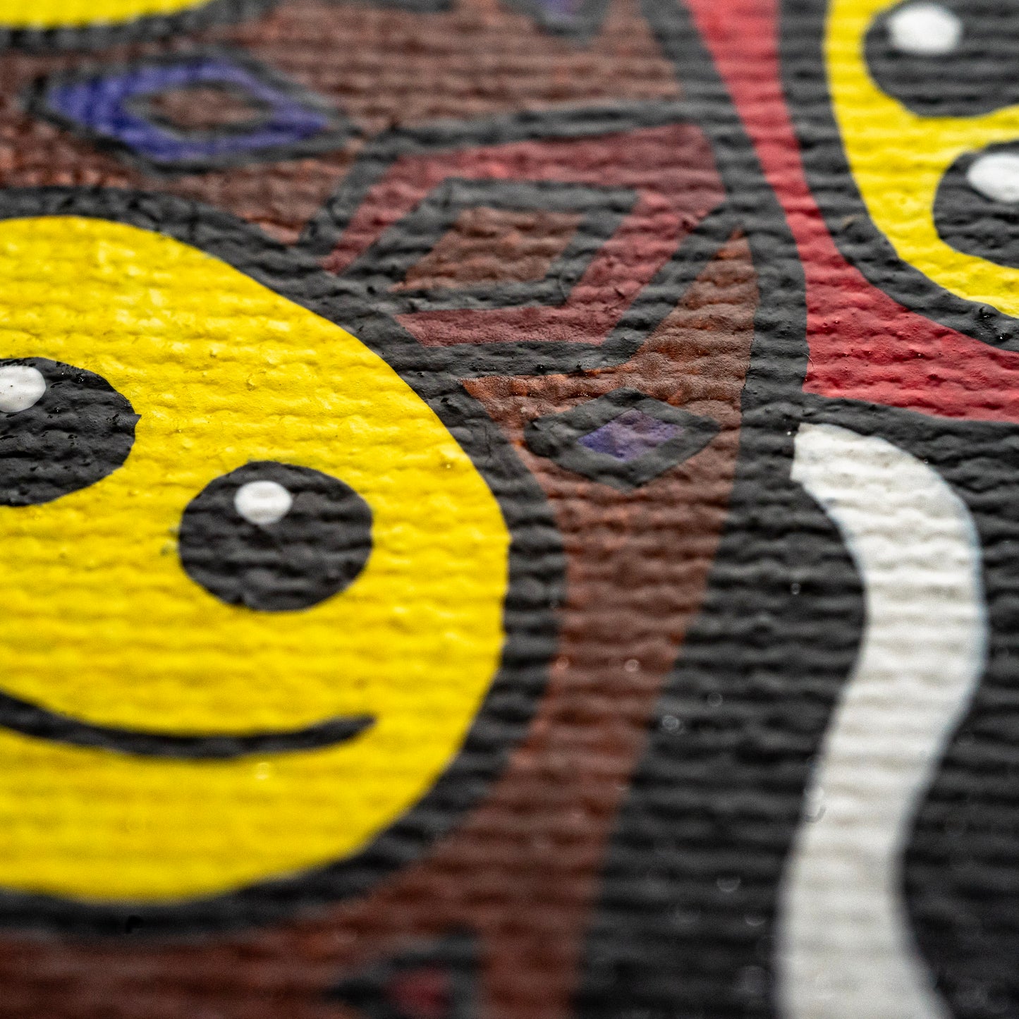 Retro Smiley Pattern – Original Mini Acrylic Painting (2.5x2.5)