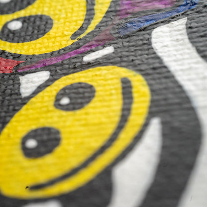 Retro Smiley Pattern – Original Mini Acrylic Painting (2.5x2.5)