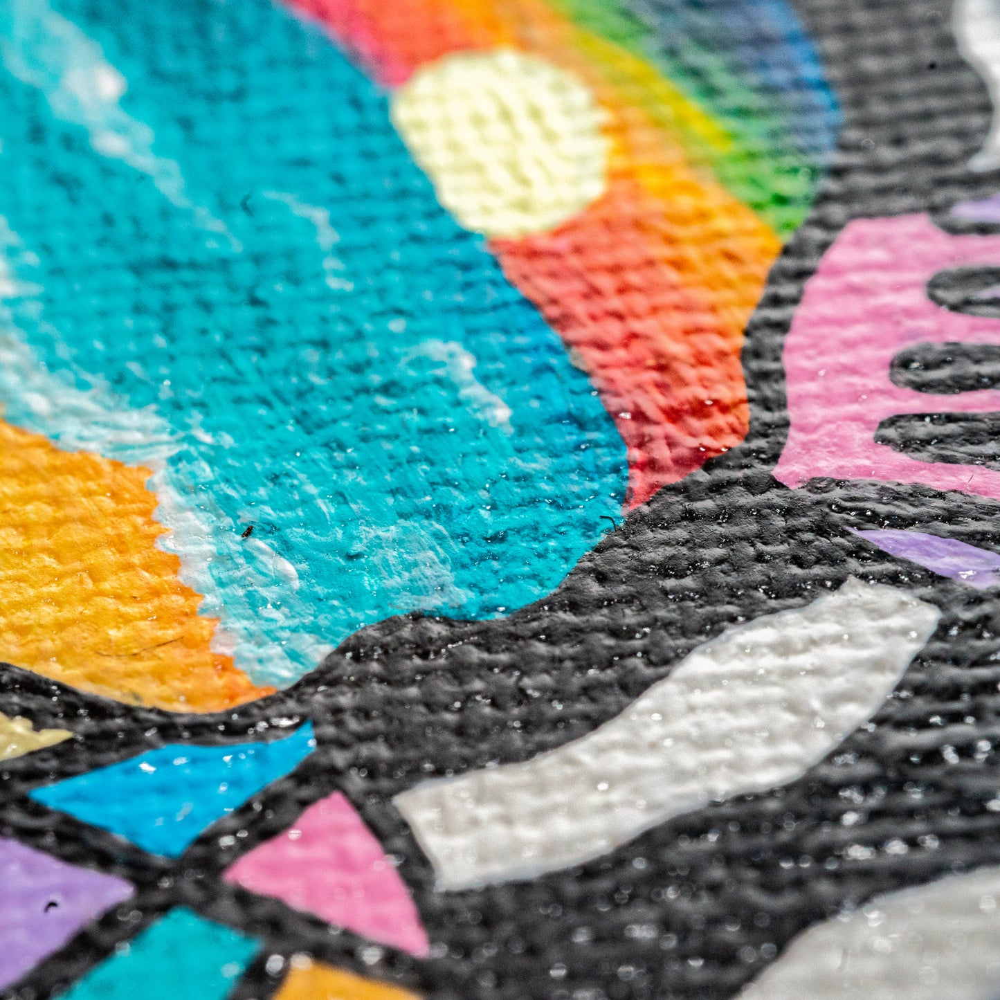 Psychedelic Rainbow Landscape Mini Painting – Original Abstract Line Art Canvas – Colorful Surreal Artwork