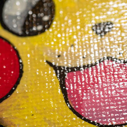 Electric Pikachu Mini Canvas Painting – Original Hand Painted Fan