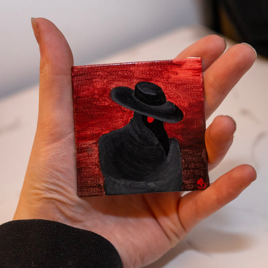 The Plague Doctor – Original 2.5x2.5 Mini Acrylic Painting