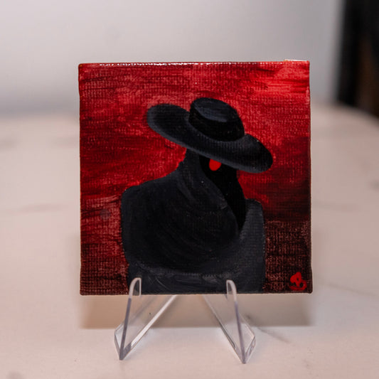 The Plague Doctor – Original 2.5x2.5 Mini Acrylic Painting