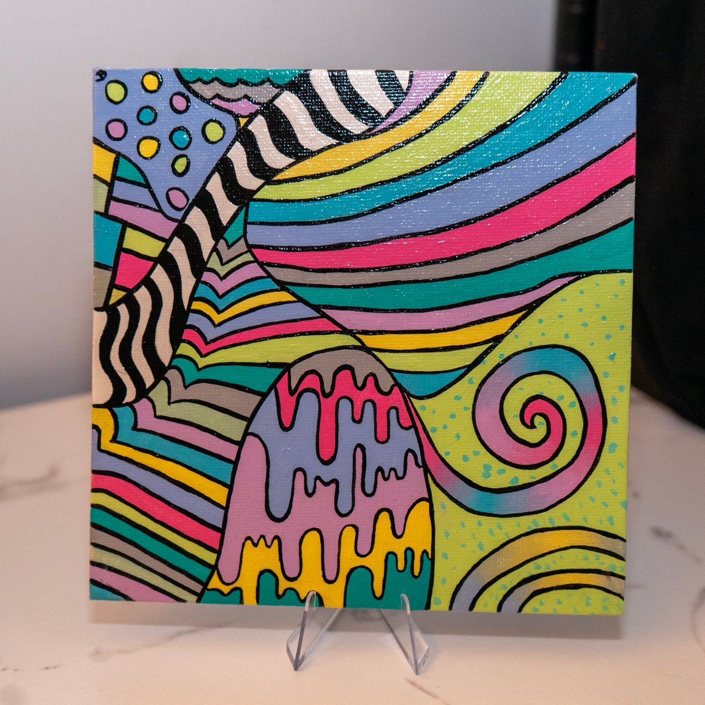 Candy Dreamscape – Original 6x6 Psychedelic Pop Art Painting