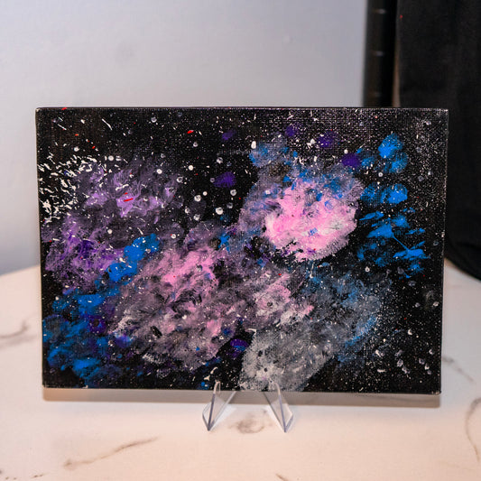 Cosmic Drift – Original Galaxy Acrylic Painting (4x5)
