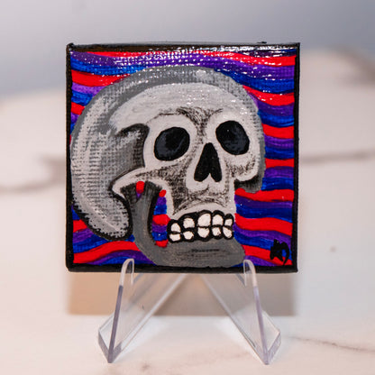 Neon Skull – Original 2x2 Mini Skull Painting