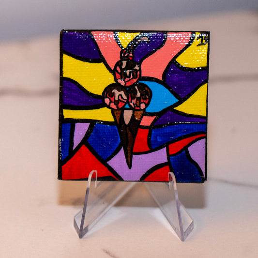 Ice Cream Prism – Original 2x2 Mini Acrylic Painting