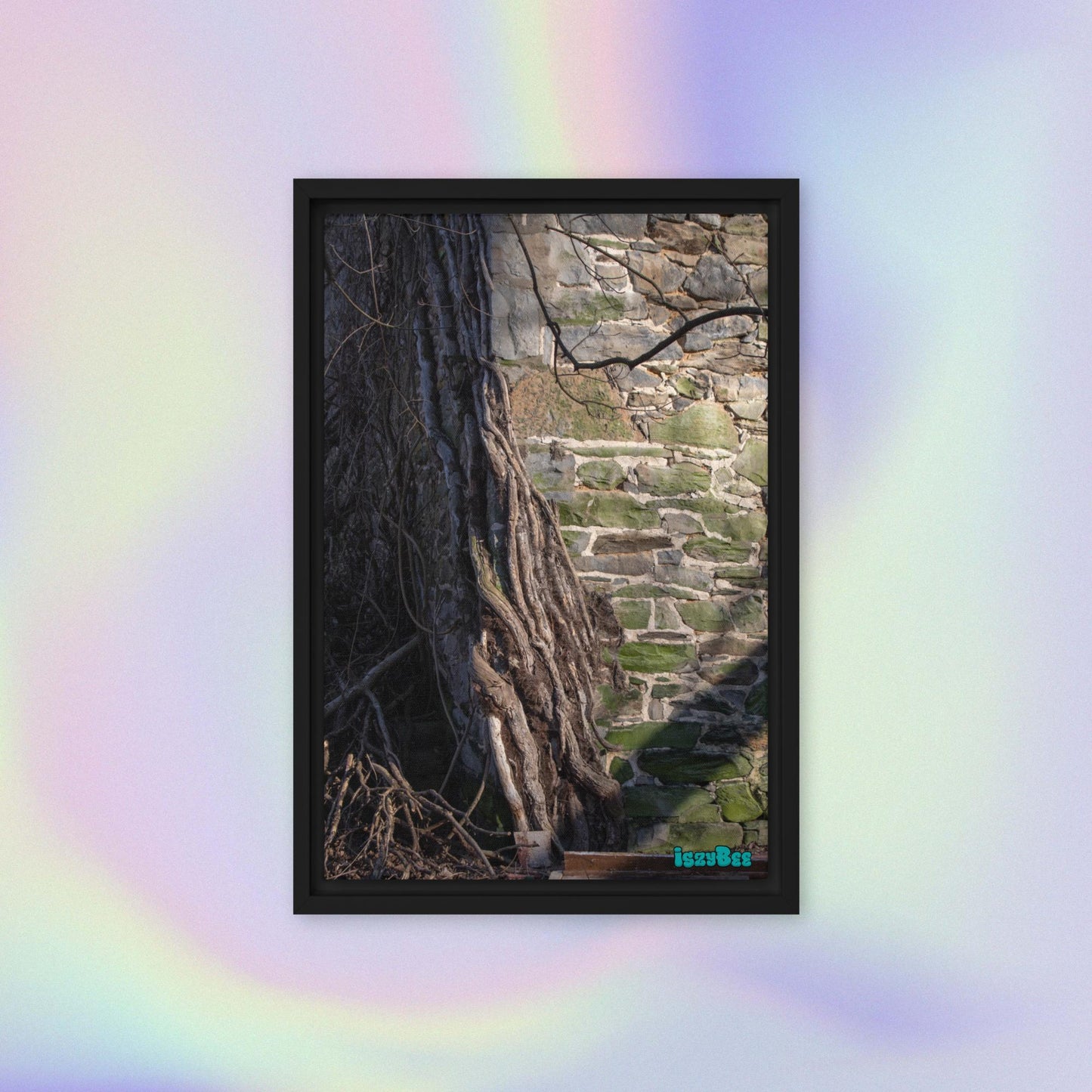 "Corner Vines" - 12" by 18" Wood Framed IszyBee Photograph on Canvas