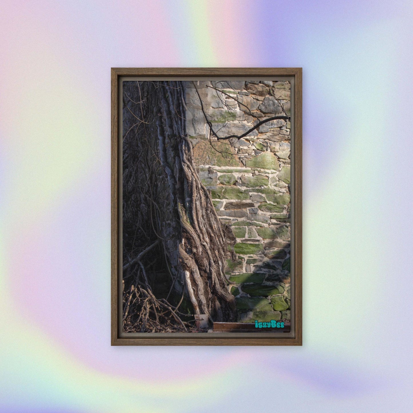 "Corner Vines" - 12" by 18" Wood Framed IszyBee Photograph on Canvas