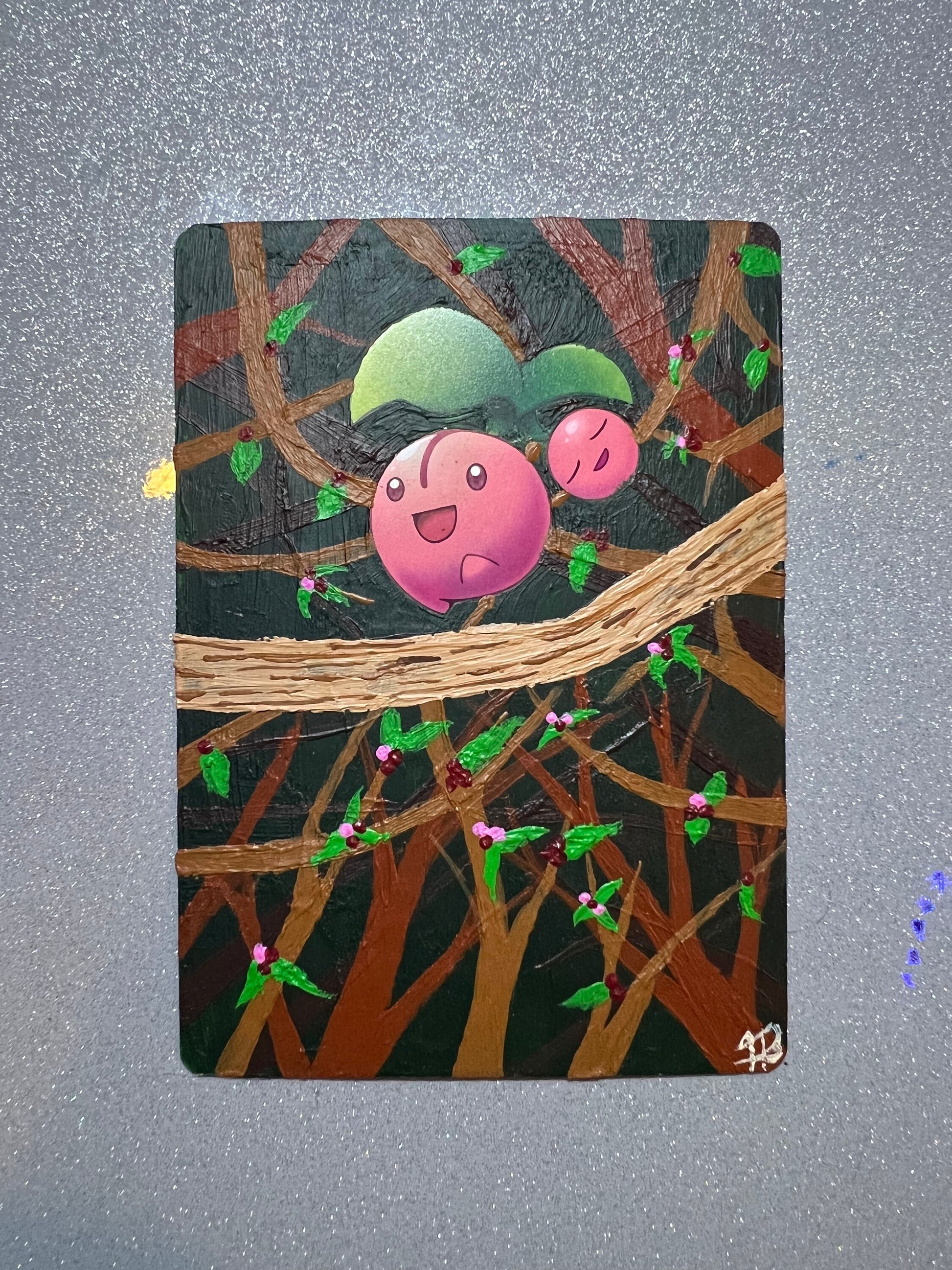 Cherubi Painted Card | Unique Gift idea for holidays, kids, and Gamers | Awesome wall art for anime lovers - IszyBeeArts Cherubi Painted Card | Unique Gift idea for holidays, kids, and Gamers | Awesome wall art for anime lovers - IszyBeeArts