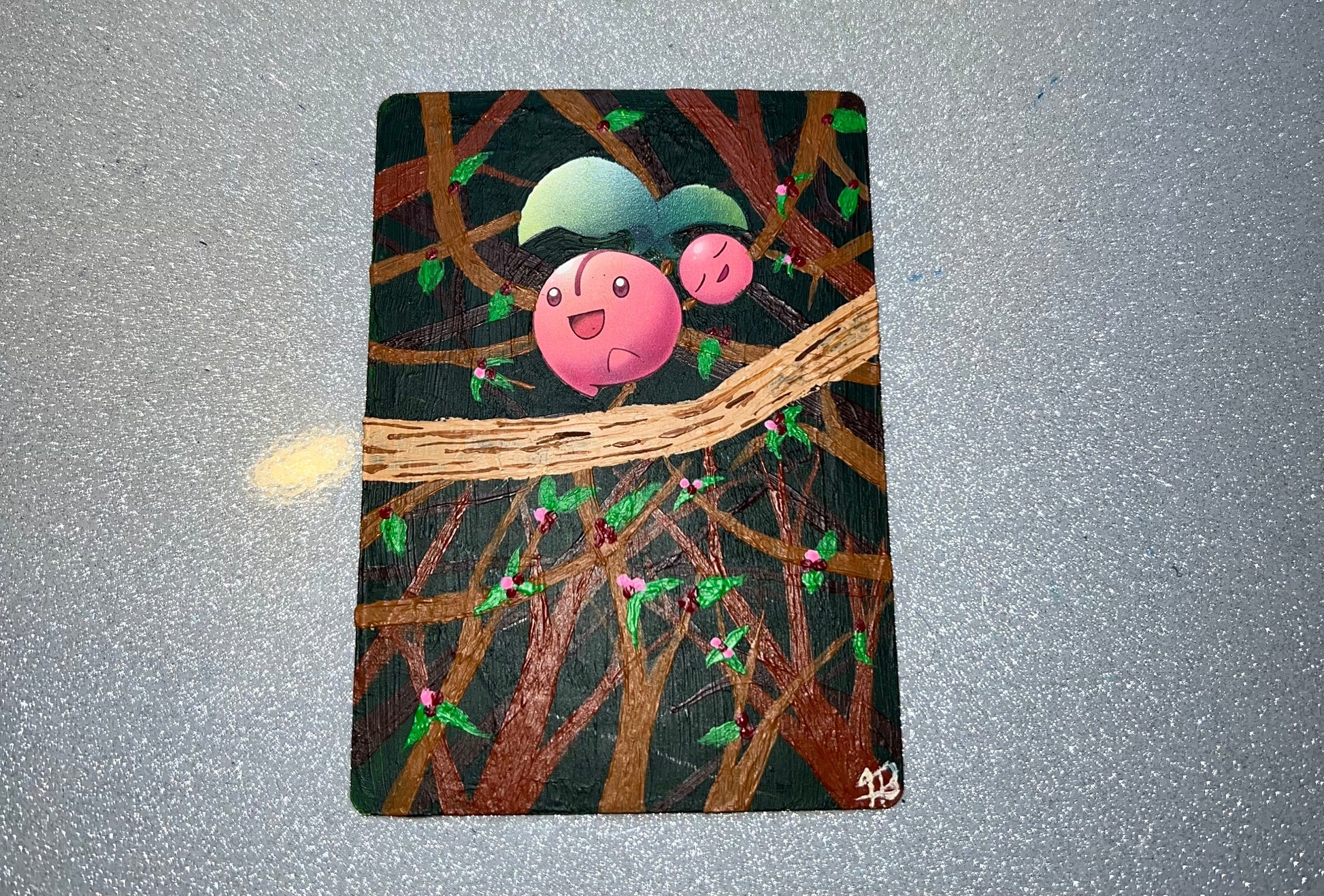 Cherubi Painted Card | Unique Gift idea for holidays, kids, and Gamers | Awesome wall art for anime lovers - IszyBeeArts Cherubi Painted Card | Unique Gift idea for holidays, kids, and Gamers | Awesome wall art for anime lovers - IszyBeeArts