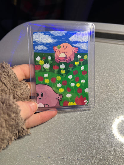 Chansey Custom Pokémon Card | Hand painted Collectible Gift | Kid's bedroom birthday gift | Dorm Room Wall Decor | Graduation present