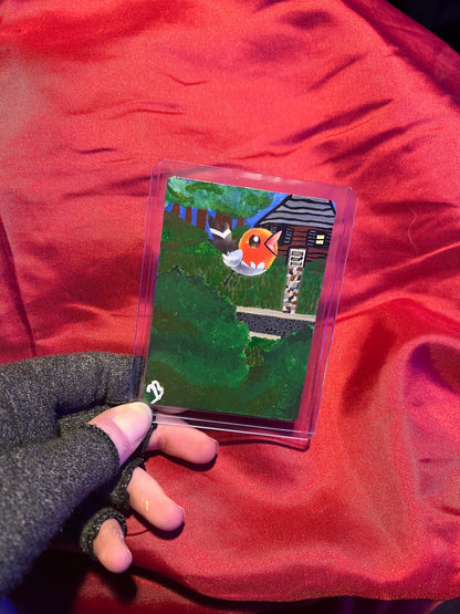 Hand-Painted Fletchling Pokémon Card | Unique Red Bird Art | Custom Collectible for Graduation or Father's Day