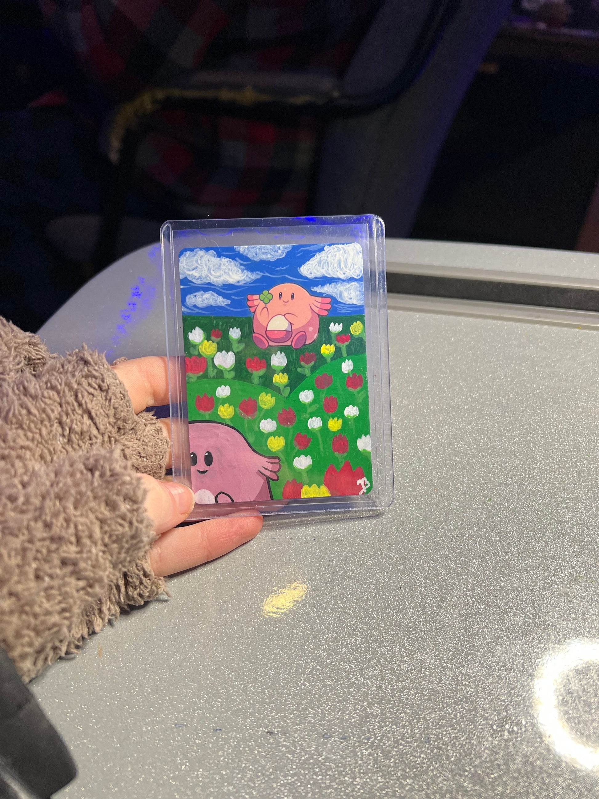 Chansey Custom Pokémon Card | Hand painted Collectible Gift | Kid's bedroom birthday gift | Dorm Room Wall Decor | Graduation present