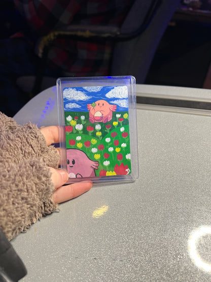 Chansey Custom Pokémon Card | Hand painted Collectible Gift | Kid's bedroom birthday gift | Dorm Room Wall Decor | Graduation present