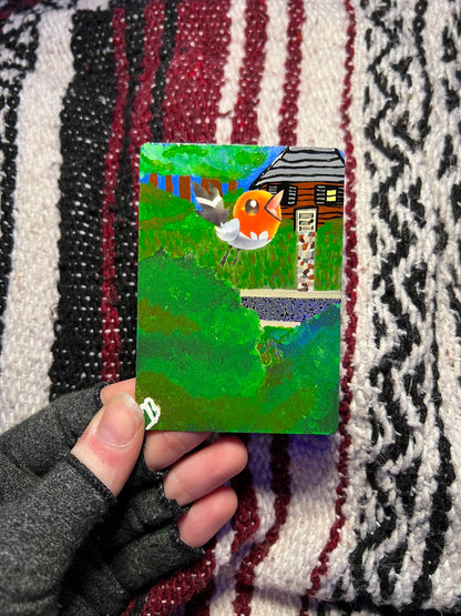 Hand-Painted Fletchling Pokémon Card | Unique Red Bird Art | Custom Collectible for Graduation or Father's Day