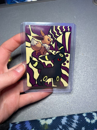 Eevee Hand Painted Pokémon Card | Unique Gift for all ages | Cool Wall Art | Dorm Room Desk Decor | Cute Cat Art |