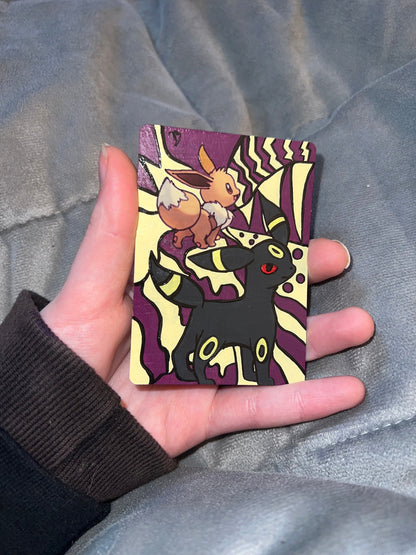 Eevee Hand Painted Pokémon Card | Unique Gift for all ages | Cool Wall Art | Dorm Room Desk Decor | Cute Cat Art |
