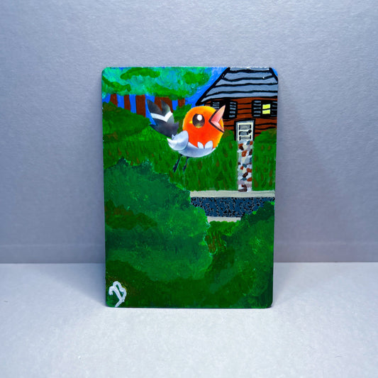 Hand-Painted Fletchling Pokémon Card | Unique Red Bird Art | Custom Collectible for Graduation or Father's Day