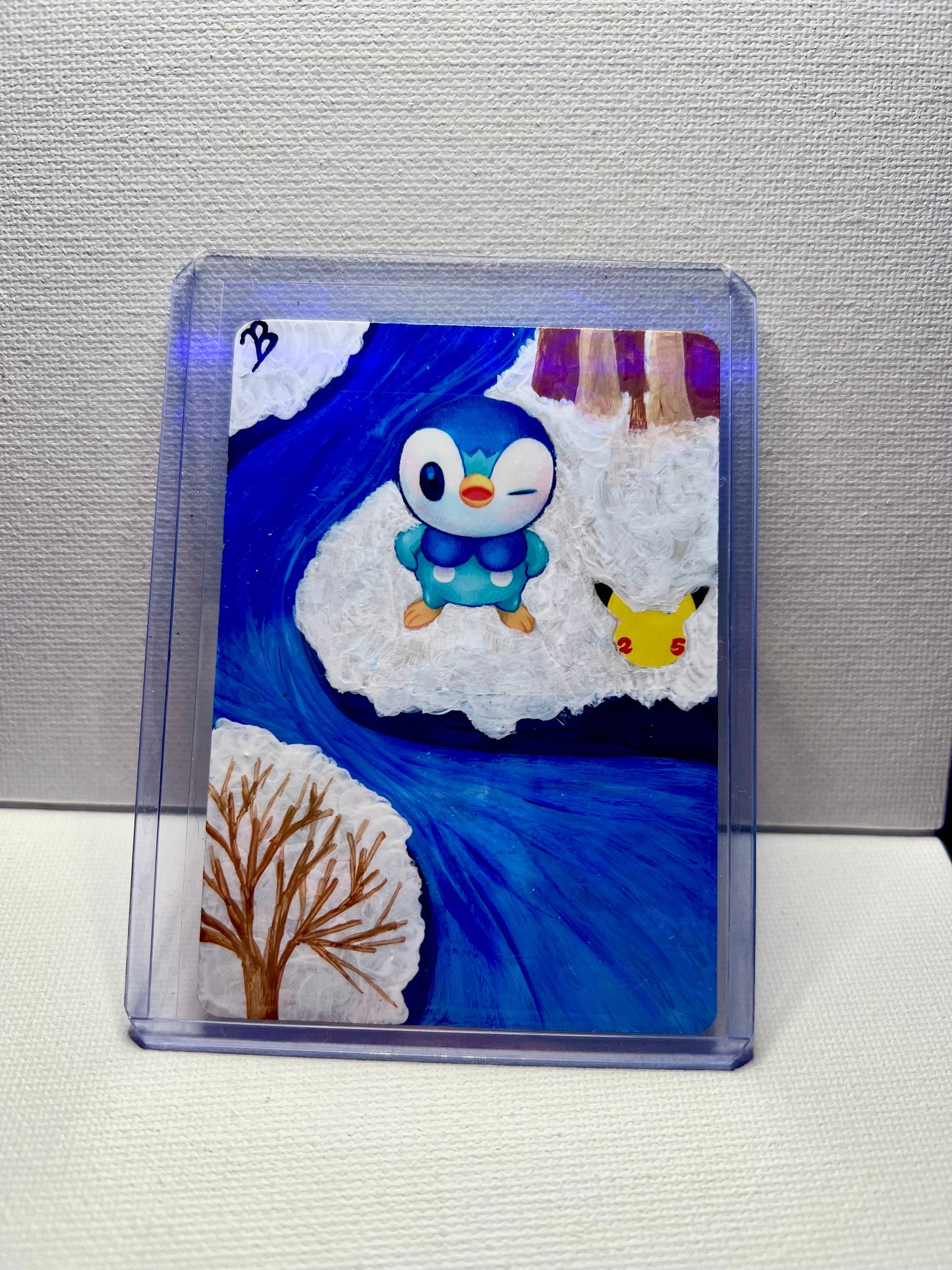 Piplup Custom Handpainted Collectible Gift Pokmon Card - IszyBeeArts Piplup Custom Handpainted Collectible Gift Pokmon Card - IszyBeeArts