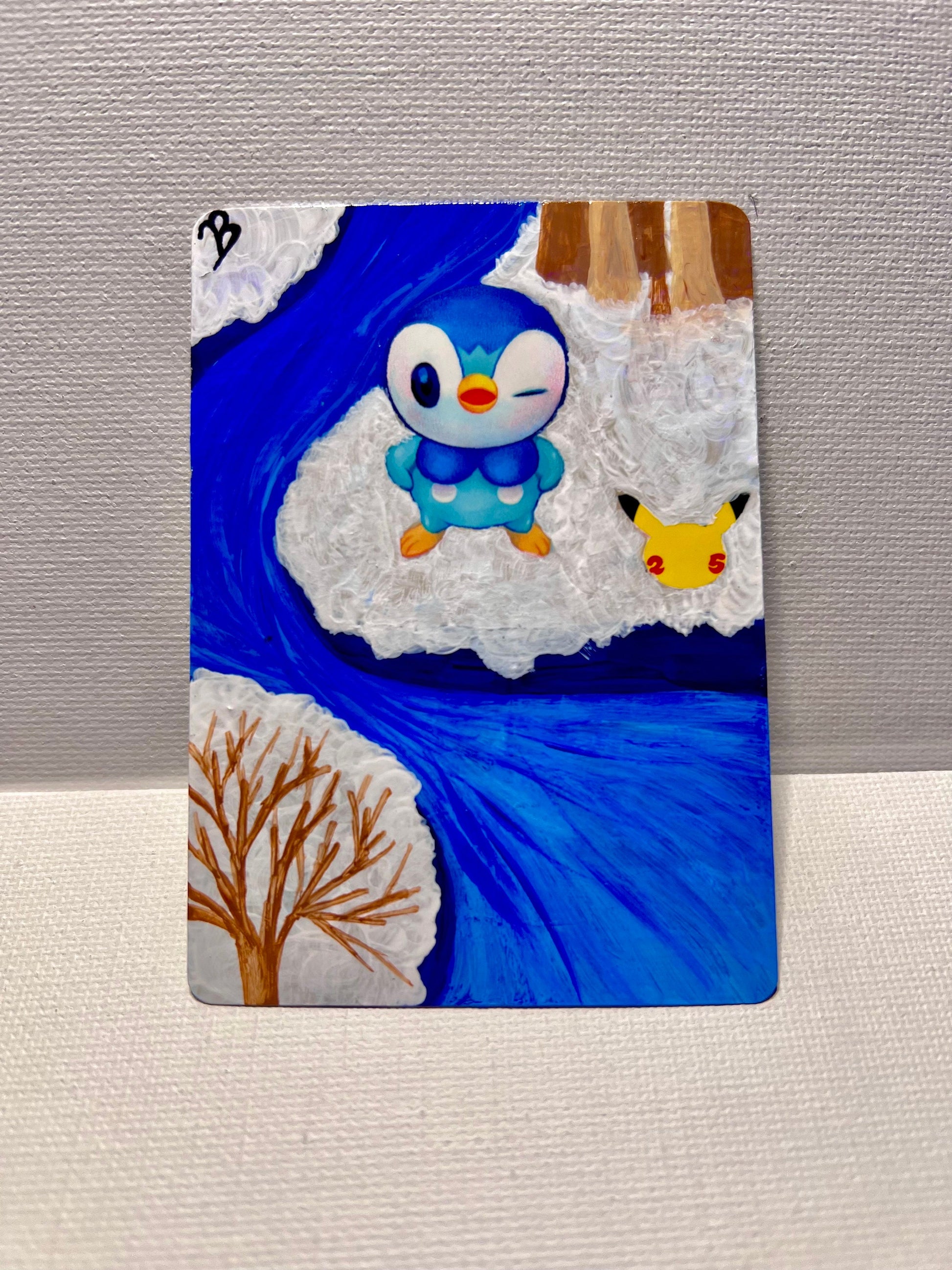 Piplup Custom Handpainted Collectible Gift Pokmon Card - IszyBeeArts Piplup Custom Handpainted Collectible Gift Pokmon Card - IszyBeeArts