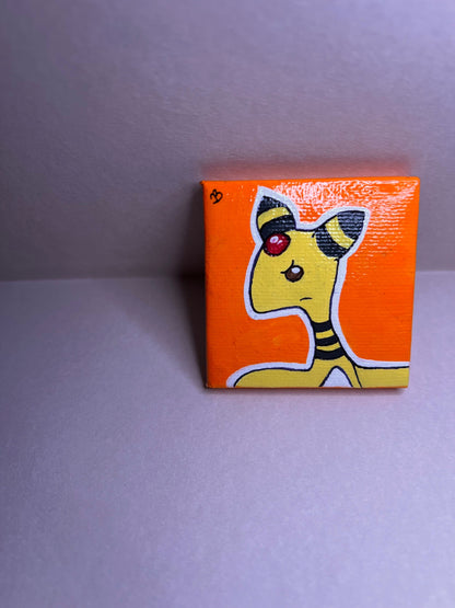 Tiny Ampharos Mini collectible handmade cartoon anime painting